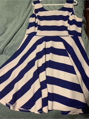 Fashion to Figure Blue and White Striped Dress